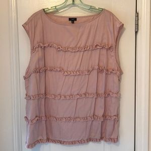 Talbots 20W pink cotton tank with ruffles.